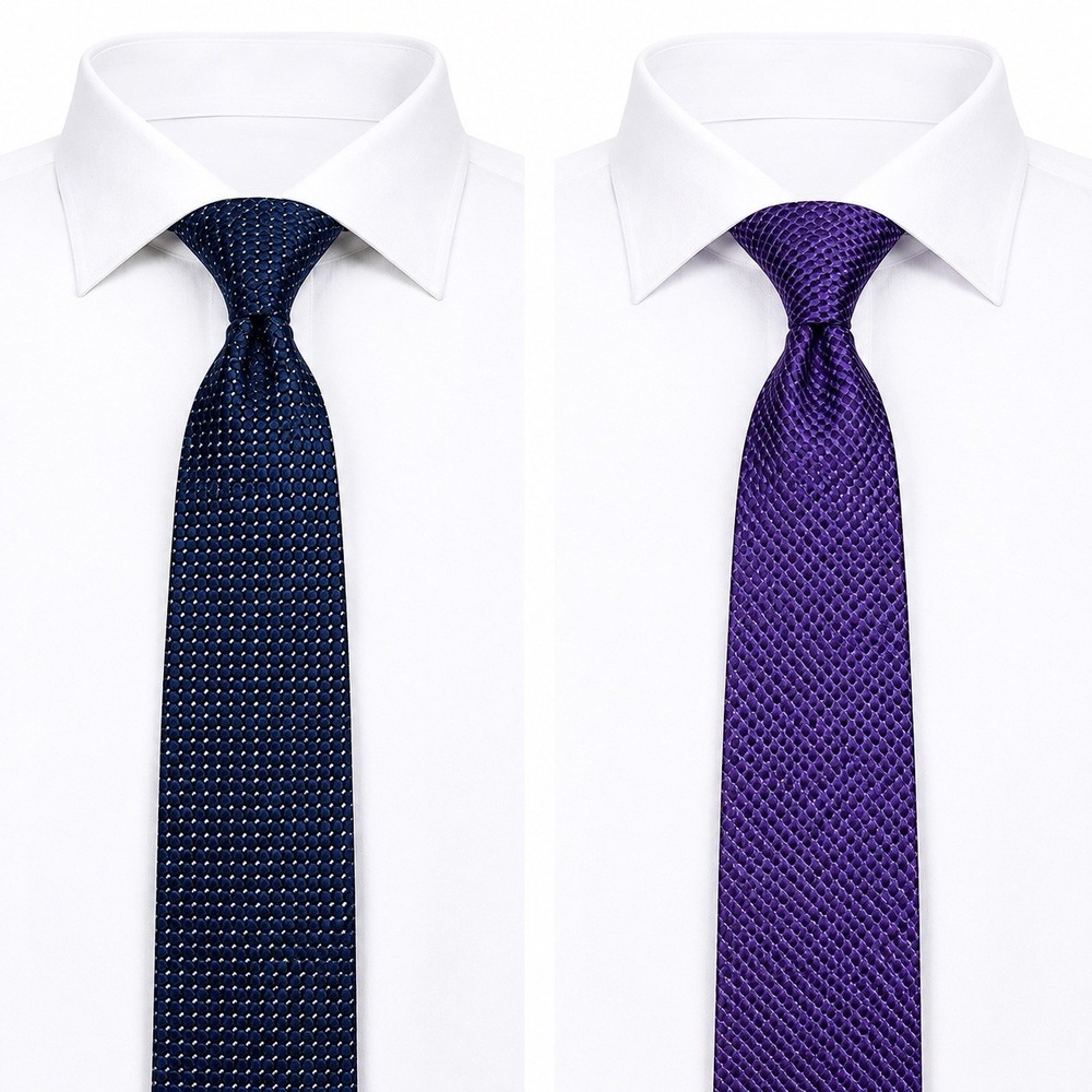 Lot of 2 Ermenegildo Zegna Neck Ties 3.5" Classic 100% Silk Purple Blue Designer
